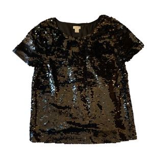 Small Black J. Crew Sequin Top